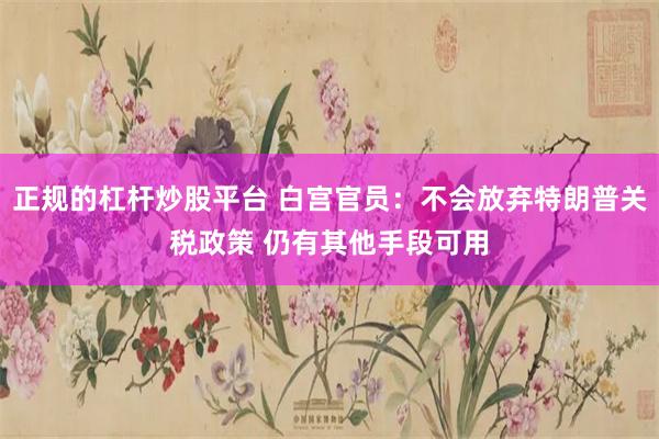 正规的杠杆炒股平台 白宫官员：不会放弃特朗普关税政策 仍有其他手段可用