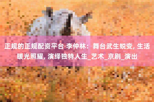 正规的正规配资平台 李仲林：舞台武生蜕变, 生活暖光照耀, 演绎独特人生_艺术_京剧_演出